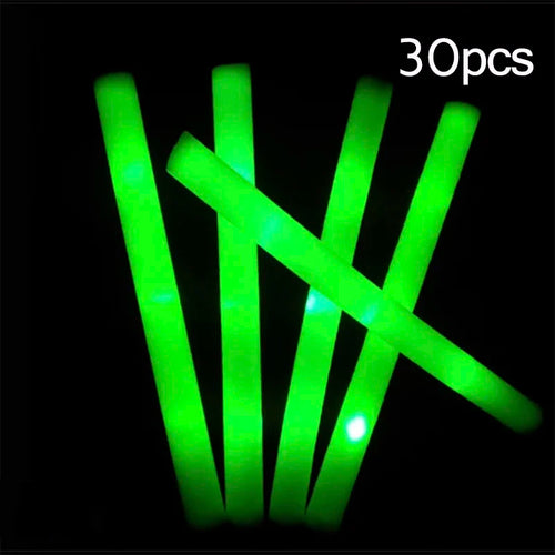 15/30Pcs LED Glow Sticks Bulk Colorful RGB Glow Foam Stick Cheer Tube