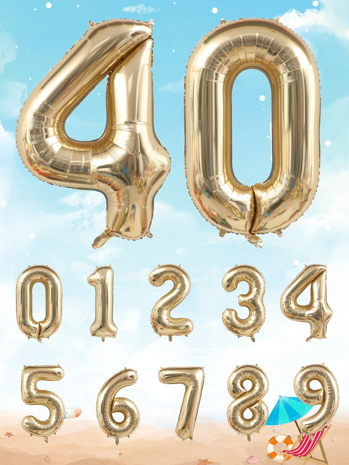 1pc 40inch Platinum Colour Number Balloons Figure Helium Balloon Digit