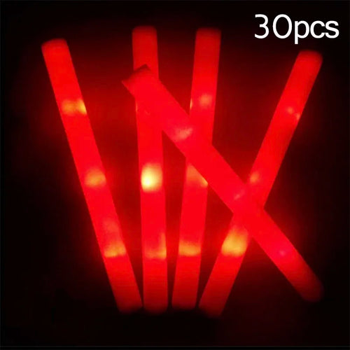 15/30Pcs LED Glow Sticks Bulk Colorful RGB Glow Foam Stick Cheer Tube