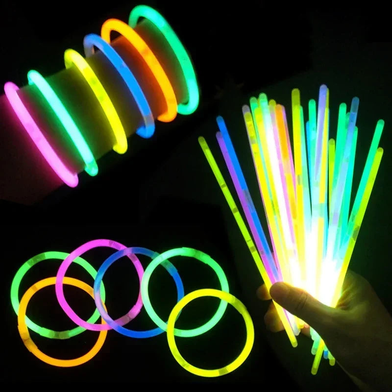 50/100pcs Light Glow Stick Party Supply Necklace Bracelets Wedding Bar
