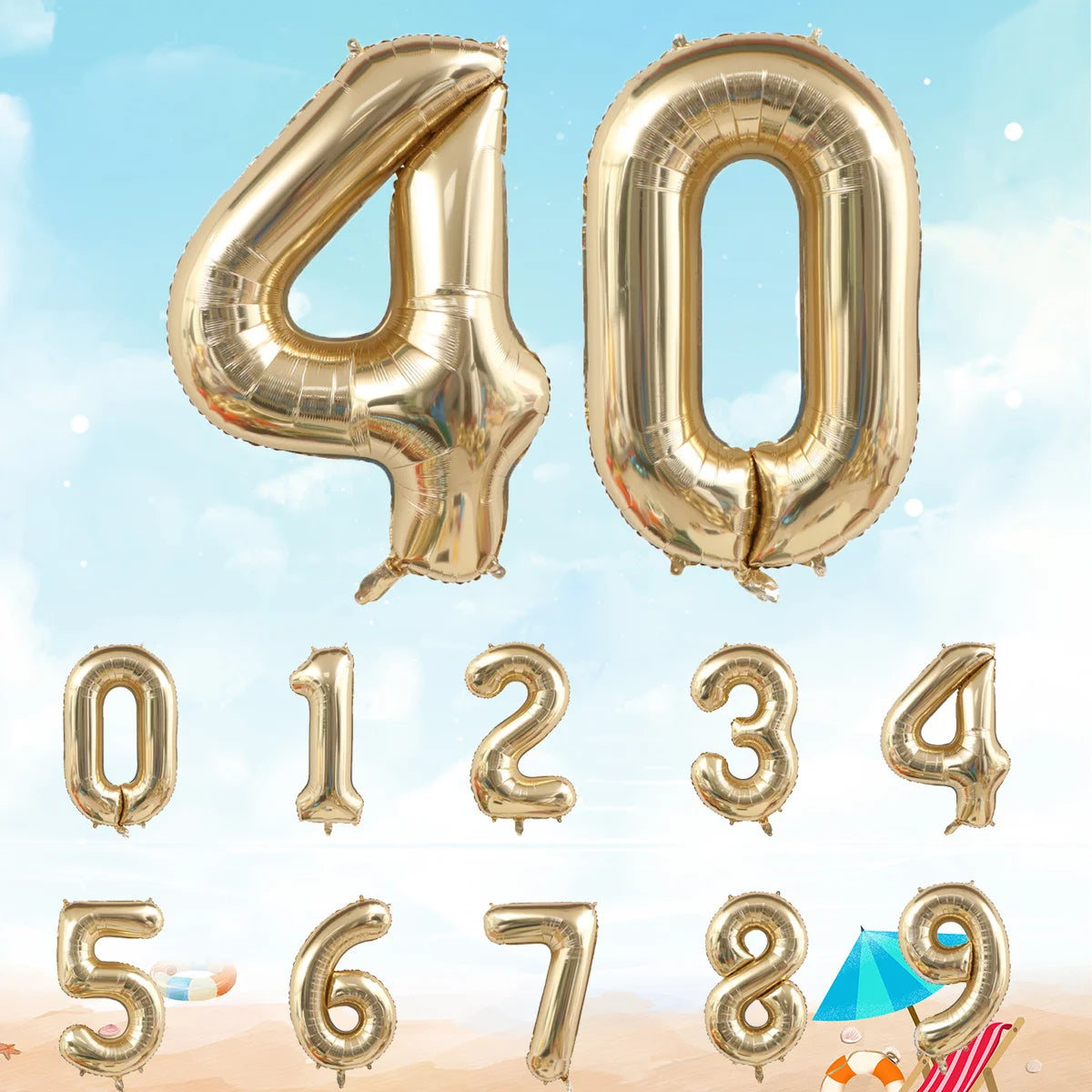 1pc 40inch Platinum Colour Number Balloons Figure Helium Balloon Digit