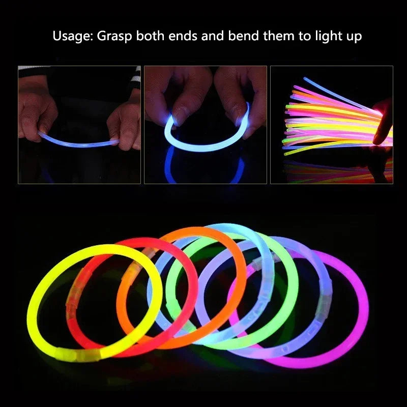 50/100pcs Light Glow Stick Party Supply Necklace Bracelets Wedding Bar