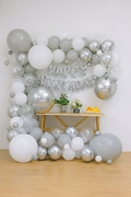 Elegant Grey and Silver Birthday Backdrop